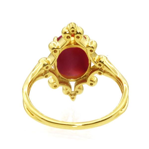 限定1本 2.04ct 血赤珊瑚 0.02ctダイヤモンド リング #13 誕生石 3月の画像