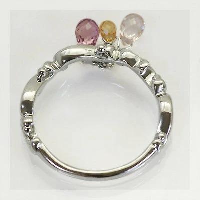 マルチカラーサファイア ブリオレット”リング 誕生石 9月 春色ピンク PT900 K18 K10対応の画像