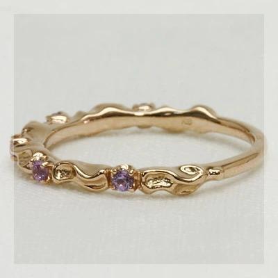 バイオレットサファイア ツタの葉シルエットリング PT900 K18 K10対応 誕生石 9月の画像