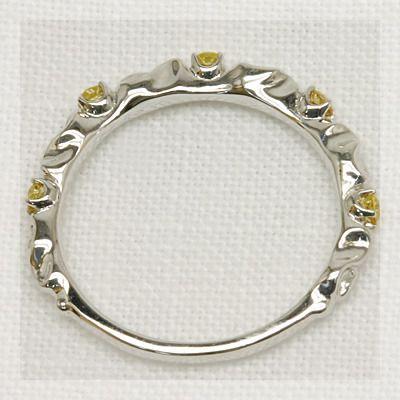 イエローサファイアツタの葉シルエットリング  PT900 K18 K10対応 誕生石 9月の画像