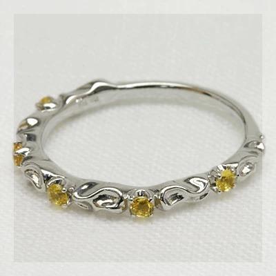 イエローサファイアツタの葉シルエットリング  PT900 K18 K10対応 誕生石 9月の画像