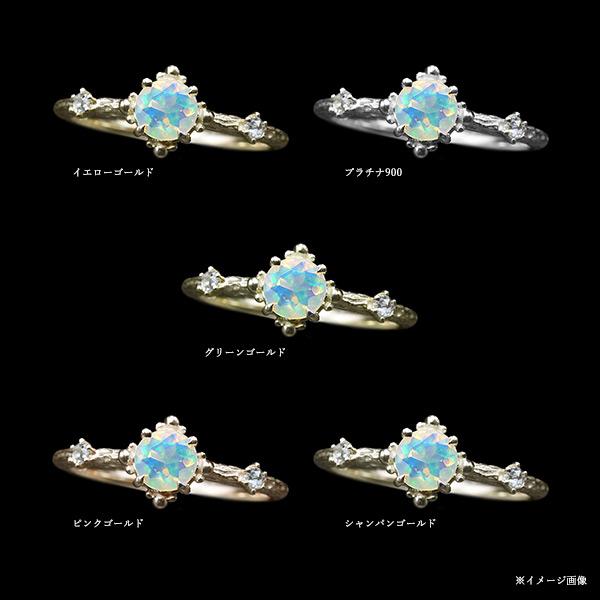 5mm エチオピアオパール ローズカットダイヤモンド リング 指輪 PT900