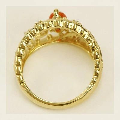 希少石 ファイヤーオパールローズカットダイヤリング シャルマン PT900 K18 K10対応 誕生石 4月 10月の画像