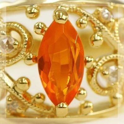 希少石 ファイヤーオパールローズカットダイヤリング シャルマン PT900 K18 K10対応 誕生石 4月 10月の画像