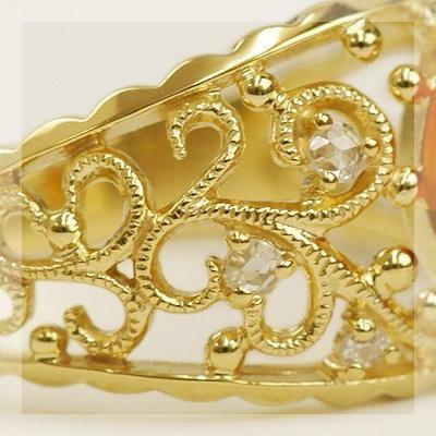 希少石 ファイヤーオパールローズカットダイヤリング シャルマン PT900 K18 K10対応 誕生石 4月 10月の画像