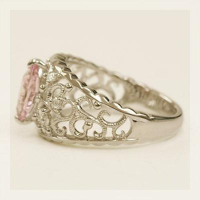 マリアローザ　モルガナイトトップカラー ローズカットダイヤリング シャルマン PT900 K18 K10対応 誕生石 4月 春色ピンクの画像