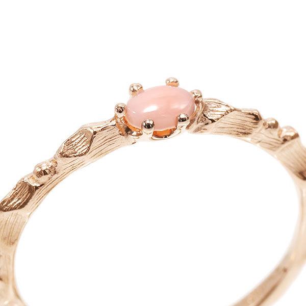 K18 天然サンゴ ダイヤモンド リングカボション ピンク系6.3g 刻印あり K18 天然サンゴ ダイヤモンド リングカボション ピンク系6.3g 刻印あり