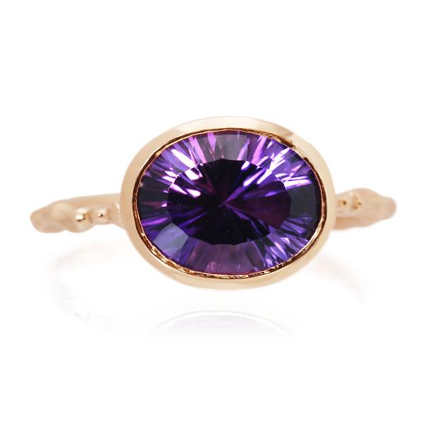 限定1本 K10PG アメシスト コンケイブカット リング 11号 サイズ変更