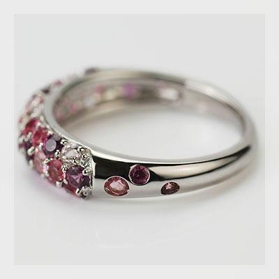 P10%中 アルルカン マルチカラーパヴェリング ボルドー PT900 K18 K10  