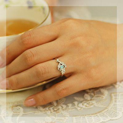 フリューテ パライバトルマリン ローズカットダイヤモンドリング 誕生石 4月 10月 PT900 K18 K10対応の画像