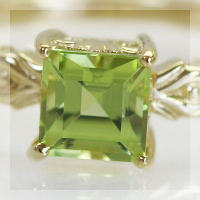ペリドット ローズカットダイヤモンドリング 誕生石 4月 8月 PT900 K18 K10対応の画像