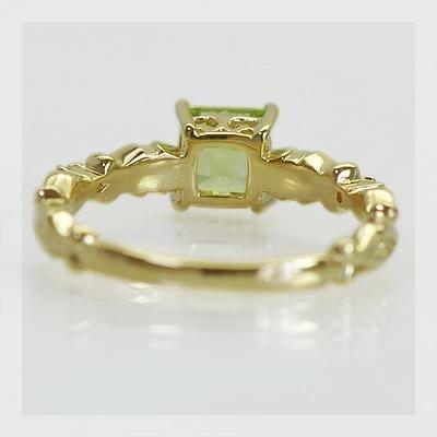 ペリドット ローズカットダイヤモンドリング 誕生石 4月 8月 PT900 K18 K10対応の画像