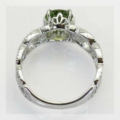 グリーントルマリン ローズカットダイヤモンドリング PT900 K18 K10対応 誕生石 4月 10月の画像
