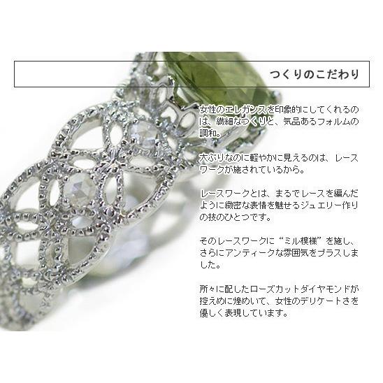 グリーントルマリン ローズカットダイヤモンドリング PT900 K18 K10対応 誕生石 4月 10月の画像