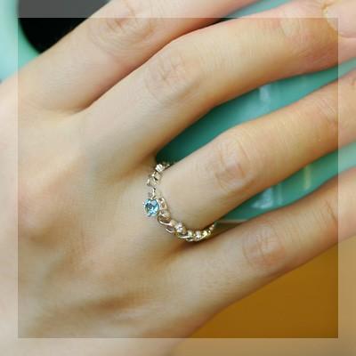 4ミリ ロンドンブルートパーズ ヴィーナスライン ダイヤモンド リング 誕生石 4月 11月 PT900 K18 K10対応の画像