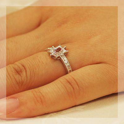 モルガナイト ローズカットダイヤモンドリング PT900 K18 K10対応  誕生石 4月 春色ピンクの画像