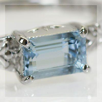 アクアマリンオクタゴンカットリング ミニアチュール PT900 K18 K10対応  誕生石 3月の画像