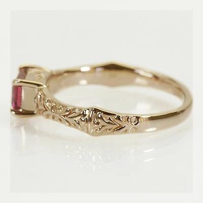 ピンクトルマリンオクタゴンカットリング ミニアチュール PT900 K18 K10対応  誕生石 10月 春色ピンクの画像