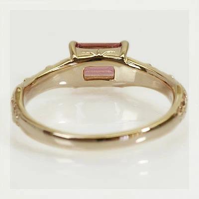 ピンクトルマリンオクタゴンカットリング ミニアチュール PT900 K18 K10対応  誕生石 10月 春色ピンクの画像
