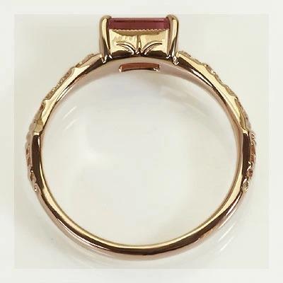 ピンクトルマリンオクタゴンカットリング ミニアチュール PT900 K18 K10対応  誕生石 10月 春色ピンクの画像