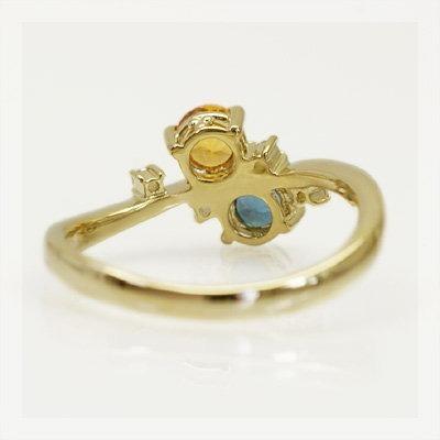 人気 再販 スペサタイトガーネット ロンドンブルートパーズ ローズカットダイヤモンドリング 誕生石 1月 11月 PT900 K18 K10対応の画像
