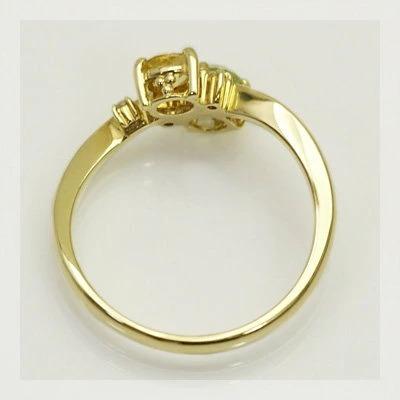 イエローベリル ペリドット ローズカットダイヤモンドリング 誕生石 4月 8月 PT900 K18 K10対応の画像