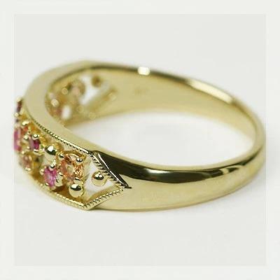 ミストゥーラ ピンク系マルチカラーリング PT900 K18 K10対応 春色ピンクの画像