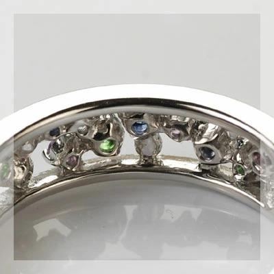 ミストゥーラ ブルー系マルチカラーサファイア リング PT900 K18 K10対応 誕生石 9月の画像