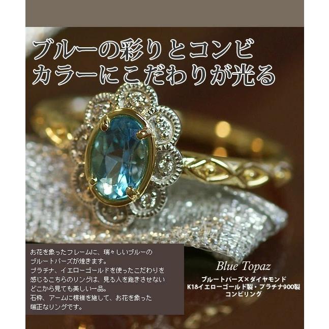 ブルートパーズ ダイヤモンド リング K18・K10／プラチナコンビ 誕生石