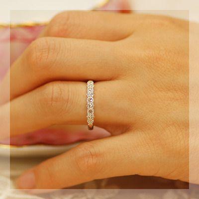 ローズカットダイヤモンド ストレート”リング 誕生石 4月 PT900 K18 K10対応の画像