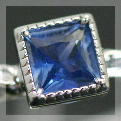 サファイア ナチュラルライン・スクエアフェイスリング  誕生石 9月 PT900 K18 K10対応の画像