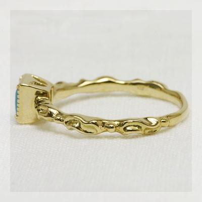 K トルコ石 ナチュラルラインスクエアフェイスリング 誕生石 12月 PT900 K18 K10対応の画像