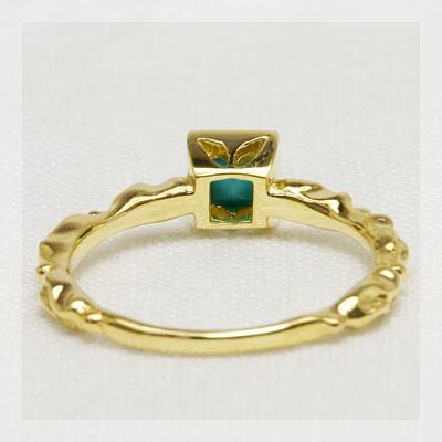 K トルコ石 ナチュラルラインスクエアフェイスリング 誕生石 12月 PT900 K18 K10対応の画像