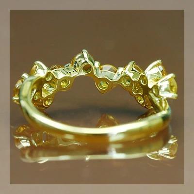 シトリンランダムウェーブリング 誕生石 11月 PT900 K18 K10対応の画像