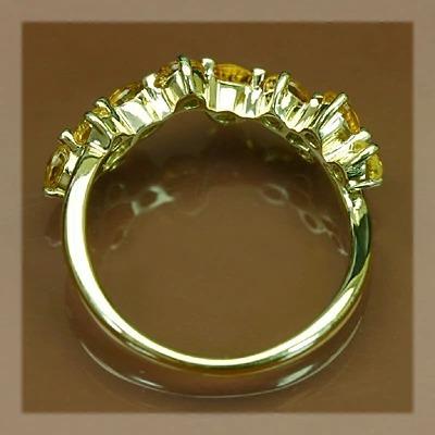 シトリンランダムウェーブリング 誕生石 11月 PT900 K18 K10対応の画像