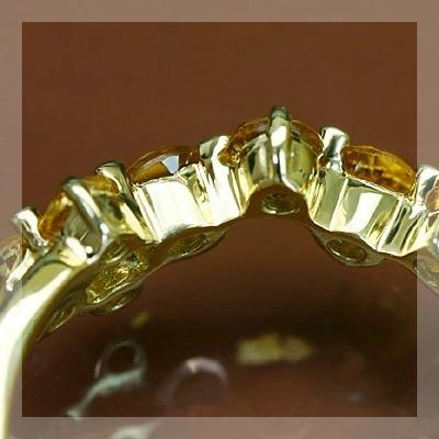 シトリンランダムウェーブリング 誕生石 11月 PT900 K18 K10対応の画像