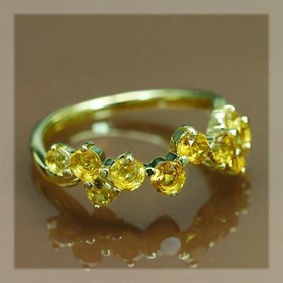 シトリンランダムウェーブリング 誕生石 11月 PT900 K18 K10対応の画像