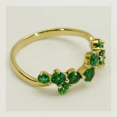 人気 再販 グリーンガーネットランダムウェーブリング 誕生石 1月 PT900 K18 K10対応の画像