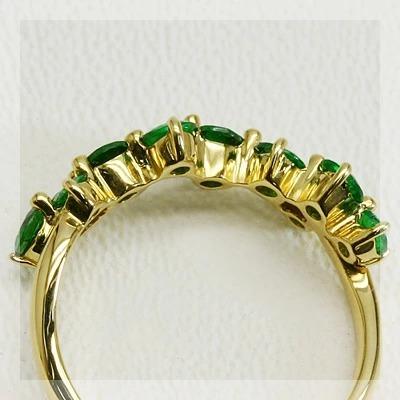 人気 再販 グリーンガーネットランダムウェーブリング 誕生石 1月 PT900 K18 K10対応の画像
