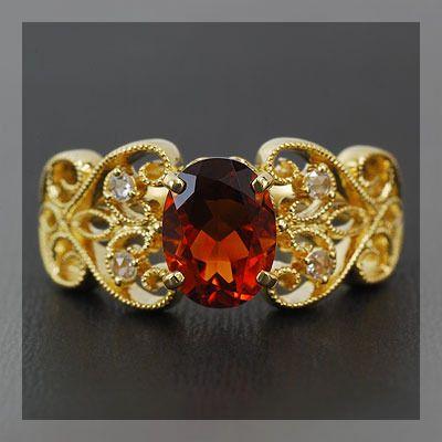 P10倍 オレリーア マデイラシトリン ローズカットダイヤモンドリング 誕生石 4月 11月