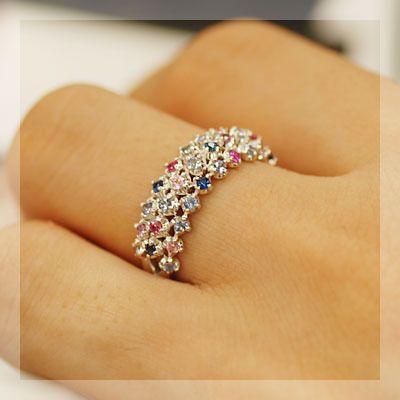 デリシュー マルチカラーサファイア リング PT900 K18 K10対応 誕生石 9月の画像