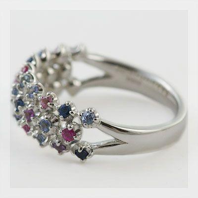 デリシュー マルチカラーサファイア リング PT900 K18 K10対応 誕生石 9月の画像