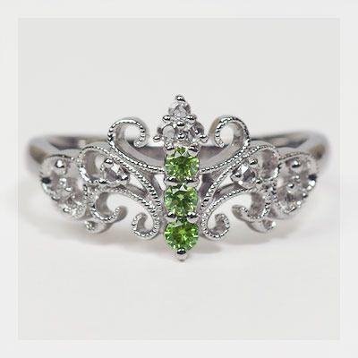 ローズカットダイヤ デマントイドガーネット K18 リング 天然石リング