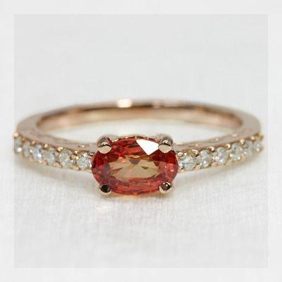 P+10％中 オレンジサファイア ダイヤモンド フレーミング リング ピンキーサイズも可能 誕生石 4月 9月 PT900 K18 K10対応 | 
