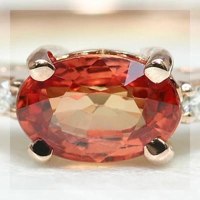 K10ピンクゴールド　天然オレンジサファイア　リング オレンジサファイアリング K10 - 宝石真珠の専門店 | 宝石フクダ