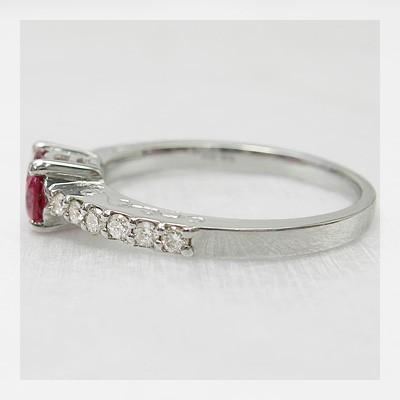 スピネル ダイヤモンド フレーミング リング ピンキーサイズも可能 誕生石 8月 4月 PT900 K18 K10対応の画像