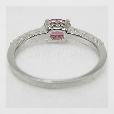 スピネル ダイヤモンド フレーミング リング ピンキーサイズも可能 誕生石 8月 4月 PT900 K18 K10対応の画像
