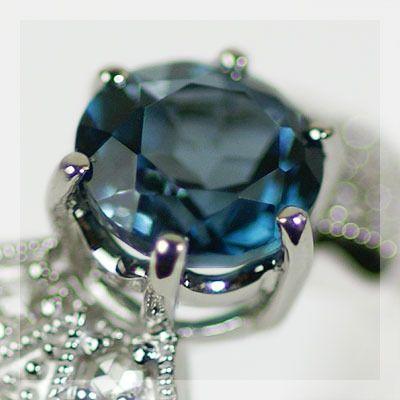 ロンドンブルートパーズ ローズカットダイヤモンド リング 誕生石 4月 11月 PT900 K18 K10対応の画像