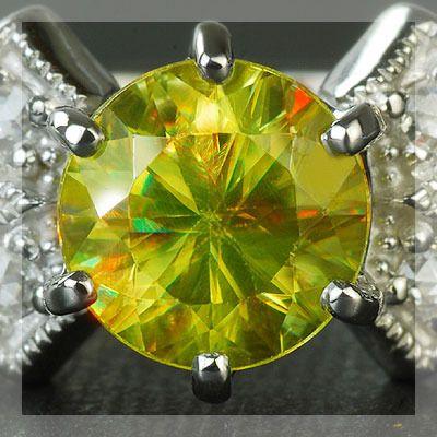 スフェーン ローズカットダイヤモンド リング 誕生石 4月 PT900 K18 K10対応の画像