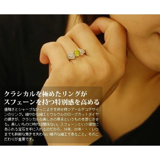 スフェーン ローズカットダイヤモンド リング 誕生石 4月 PT900 K18 K10対応の画像